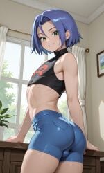 1boy 1femboy ai_generated bulge butt_focus crop_top femboy feminine_male james_(pokemon) otoko_no_ko otokonoko pokemon pokemon_(anime) pokemon_(classic_anime) pokemon_(franchise) pokemon_anime shorts team_rocket twink