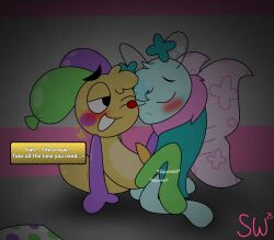 2boys animate_inanimate antennae antennae_(anatomy) anthro anthro_male anthro_only armless balloon_animal balloon_creature blue_body blush bug butterfly closed_eyes clothing_aside cock dandy's_world dark_lighting dialogue dialogue_box dick digital_media_(artwork) duo english english_dialogue english_text flyte_(dandy's_world) furry furry_male furry_only gay gay_sex genitals green_arm green_leg grey_floor hair hair_tuft heart indoors insect_wings insects lidded_eye lidded_eyes lighter_belly looey_(dandy's_world) m/m male male/male male_anthro male_furry male_on_male male_only neck_fluff neck_fur no-human no_arms no_human no_humans non-human non-human_only one_eye_closed one_eye_open only_furry only_male open_mouth penetration penis pink_wings png purple_arm purple_leg red_nose roblox roblox_game sex snout somipareksilla sweat sweat_drop sweat_drops sweatdrop tail tremble_lines video_games wings yellow_body yellow_penis