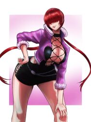 1girls big_breasts boob_window cleavage curvy curvy_female dress fluffy heart huge_breasts jacket king_of_fighters light-skinned_female light_skin long_hair pale-skinned_female pale_skin ponytail red_hair shermie_(kof) skirt tiotonhoredgrav voluptuous voluptuous_female
