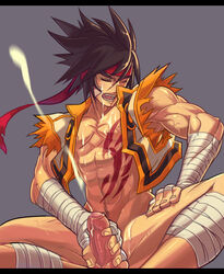 1boy arad_senki brown_hair cum dungeon_and_fighter dungeon_fighter_online erad_senki male male_fighter male_only masturbation orgasm_face penis slayer solo yaoi