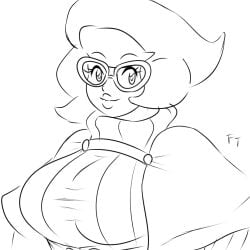 1girls aether_foundation breasts cute franktonius glasses line_art pokemon pokemon_sm ribbed_sweater solo sweater turtleneck turtleneck_sweater wicke_(pokemon)