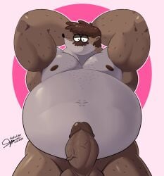 anthro anthro_male balls ballsack bara beefereater big_muscles big_stomach black_eyes black_nose brown brown_hair cartoon_network chubby chubby_male cock dad_bod daddy dick dilf erect_penis erection fat fat_fur fat_male fatfur father fatty genitals looking_down male male_only males muscle muscular muscular_male naked naked_male nipple nipples nude obese obese_male overweight overweight_male penis point_of_view pov pov_male raccoon regular_show sherm solo solo_male