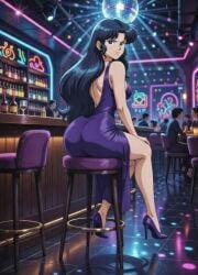 ai ai_art ai_generated b-ko_daitokuji bar barstool club clubbing nightclub project_a-ko sexy_dress sitting_down tight_dress