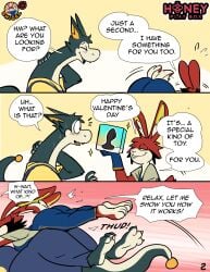 2026 3_toes amanda_(yoelrabbit) anthro ass bedroom_eyes bending_down big_butt black_body black_fur black_hair blue_clothing blue_gloves blue_handwear blue_overalls blush blush_lines bodily_fluids box buckteeth canos_(yoelrabbit) claws clothed clothed_anthro clothed_female clothed_male clothing comic container dialogue domestic_cat dragon duo english_text fangs feet felid feline felis female fully_clothed fully_clothed_anthro fully_clothed_female fully_clothed_male fur ghioel gloves green_body green_fur hair handwear hi_res holidays honey_play_box hybrid inner_ear_fluff lagomorph leporid male mammal multicolored_body multicolored_fur mythological_creature mythological_scalie mythology narrowed_eyes nervous nervous_sweat overalls pounce promotional_material rabbit red_body red_fur red_hair scalie seductive sex_toy shirt smile smirk speech_bubble sponsor sponsored sponsorship sweat sweaty_face teeth text toe_claws toes topwear tuft undershirt valentine's_day vibrator white_body white_fur white_inner_ear_fluff yellow_clothing yellow_inner_ear yellow_inner_ear_fluff yellow_shirt yellow_topwear