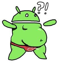 ass bent_legs bodily_fluids bugdroid clothing cum cum_in_clothing cum_through_clothing genital_fluids humanoid lactating male male/male overweight solo surprised unknown_artist wet wet_clothing