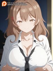 ai_generated big_breasts cleavage grabbing_breasts lewdxbytes maria_mikhailovna_kujou tokidoki_bosotto_russian_de_dereru_tonari_no_alya-san