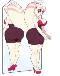 big_ass big_breasts bubble_ass bubble_butt busty fat_ass front_and_back hazbin_hotel molly_(hazbin_hotel) reflection thick_thighs