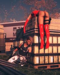 3d 3dcg absurd_res absurdres andrea_morgan_(knight) armwear ass assassin body_armor camouflage_pants crouching crowbar dead death edited_screencap femdom femsub game_mod hiding highres hitman holding_crowbar leather_gloves leggings limp_body massive_ass mistersandmann npc red_armwear red_thigh_boots ryona tattoo tattoo_under_eye text thigh_pouch tomboy unnamed_character wide_hips