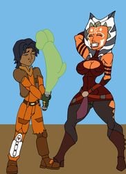 1boy 1girls age_difference ahsoka_tano alien alien_girl alien_humanoid amused areola_slip arm_behind_back arm_behind_head arm_up armband armlet armpits arms_behind_back arms_behind_head arms_up armwear background bare_shoulders barefoot belt big_breasts black_hair blue_eyes blue_hair boots breasts bulge busty caglioro3666 cameltoe cleavage cleavage_cutout clenched_teeth closed_eyes clothed curvy dark-skinned_male dark_skin dress duo embarrassed erect_nipple erect_nipples eyes ezra_bridger facial_markings female footwear front_view fully_clothed gloves green_lightsaber grin hand_behind_back hand_behind_head hands_behind_back hands_behind_head happy height_difference holding_object holding_sword holding_weapon horn hourglass_figure human humanoid jedi jedi_padawan jumpsuit larger_female lightsaber lightsaber_dick male marking markings medium_hair melee_weapon minidress nipple_bulge no_pupils older_female open_eyes open_vest orange_body orange_clothing orange_skin outside pantyhose parted_lips red_clothing sad science_fiction shoes short_dress shorter_male simple_background size_difference skin_tight sleeveless sleeveless_dress smile smiling spread_legs standing star_wars star_wars_rebels straight sword taller_girl teeth tentacle tentacle_hair thin_waist togruta torn_clothes torn_jumpsuit tubetop unamused vambraces vest voluptuous weapon wide_hips younger_male