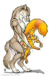 anal anal_sex anthro canine canine_penis citra fox fur furry furry_only gay male no_humans penetration penis shinigamigirl size_difference wolf