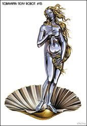 aphrodite clam_shell european_mythology female fine_art_parody greek_mythology hajime_sorayama nude parody pinup public_domain robot shiny solo technofilia the_birth_of_venus