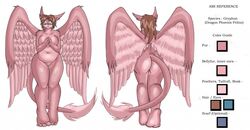 avian chubby female furry glasses gryphon model_sheet nude pink wings yaita