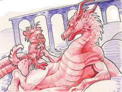 2008 aqueduct ballpoint blue couple dragon feral furry furry_only gay glasses goggles hyena male no_humans red scalie sex size_difference skadjer