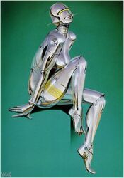 female hajime_sorayama nude pinup robot sexy_robot_(hajime_sorayama) shiny solo technofilia