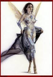 cyborg female hajime_sorayama solo technofilia wings