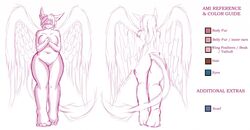 avian chubby female furry glasses gryphon model_sheet nude wings yaita