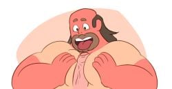 2boys aizenhower beard between_pectorals boner cartoon_network erection gay greg_universe looking_at_penis male male/male male_focus male_only nude open_mouth pecjob steven_universe tagme