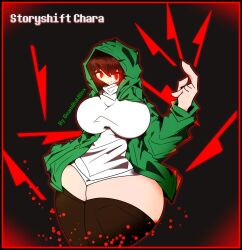 2022 beambobblox big_breasts breasts_bigger_than_head chara female female_only looking_at_viewer red_eyes rosy_cheeks smiling smiling_at_viewer storyshift_chara tagme thick_thighs undertale undertale_(series) undertale_au undertale_fanfiction