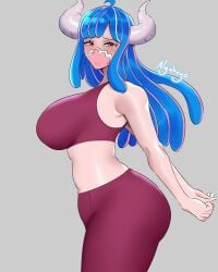 1girls artist_signature ass big_ass big_breasts breasts bubble_butt fat_ass female female_only guabeyo horns light-skinned_female nyabeyo one_piece sideboob thick_thighs thighs ulti_(one_piece) yoga_pants