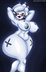 big_ass big_breasts big_thighs black_nipples body_writing boobs breasts cally3d clazzey cryptiacurves fazclaire's_nightclub five_nights_at_freddy's five_nights_at_freddy's_2 fnaf fredina's_nightclub makeup marie_(cally3d) marie_(cryptia) marionette_(fnaf) nipples puppet_(cally3d) puppet_(fnaf) scottgames solo usamari_atari white_skin