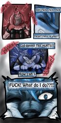 1:2 2016 9:18 anthro ass biped canid closed_eyes cobalt_(tatsuchan18) collar comic cuff_(restraint) duo english_text fenrir_(tatsuchan18) fur hair hi_res male mammal onomatopoeia restraints sitting sound_effects spanking tatsuchan18 text text_box wrist_cuffs