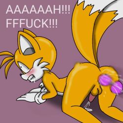 anal anal_insertion blush cumming fox furry gay penis pull_out sex_toy shock sonic_(series) sonic_the_hedgehog_(series) spanky15 tails tails