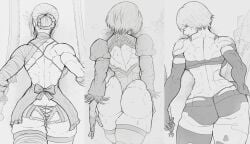 android android_girl ass ass ass_cleavage back back_boob back_view big_ass big_butt breasts bubble_butt butt_crack dat_ass female fit huge_ass huge_butt kaine_(nier) muscular muscular_back muscular_female nice_ass nier nier:_automata nier_(series) nier_replicant plump_ass revealing_clothes robot robot_girl robot_humanoid short_hair thick thick_thighs toned toned_back toned_female white_hair yoracrab yorha_2b yorha_a2