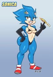 1girls anthro bimbo bimbofication black_armwear black_bikini breasts bubble_ass bubble_butt clone ear_piercing ear_ring female_clone hedgehog looking_at_viewer red_sneakers ring rule_63 samson_00 sister solo solo_female solo_focus sonic_(series) sonic_the_hedgehog sonic_the_hedgehog_(series) sonique_the_hedgehog thick_legs thick_thighs