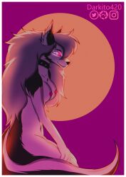 anthro breasts canid canid_demon canine canis darkito420 demon digital_media_(artwork) female fur hair hellhound helluva_boss hi_res loona_(helluva_boss) mammal simple_background smile solo white_body white_fur wolf