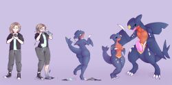 2_penises anthro ass biped black_sclera blonde_hair blue_body bodily_fluids breasts clothing diphallia diphallism duo embarrassed female fin flybeeth garchomp gender_transformation generation_4_pokemon genital_fluids genitals hair hi_res human human_to_anthro larger_male leaking_precum male mammal mtf_transformation multi_genitalia multi_penis nintendo nipples nude penis pokemon pokemon_(species) precum pussy sharp_teeth size_difference small_waist species_transformation spikes teeth tongue tongue_out torn_clothing transformation transformation_by_item transformation_mechanism transformation_sequence video_games wardrobe_malfunction wide_hips