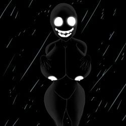 1girls big_breasts black_skin depthdoors doors_(roblox) glowing_eyes naked night pov raining roblox roblox_game smile staring_at_viewer tagme thick_thighs window_(doors)