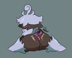 2022 anthro anus ass backsack balls cute_fangs fangs flexible generation_5_pokemon generation_6_pokemon genitals hair hair_over_eyes hybrid jacques_o'fluffkins leg_tuft looking_at_viewer looking_back male neck_tuft nintendo open_mouth open_smile pink_anus pink_tail pokemon pokemon_(species) pumpkaboo rear_view slem smile solo splits spread_legs spreading swoobat tuft video_games