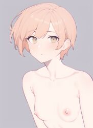 ai_generated bare_shoulders breasts brown_eyes collarbone completely_nude est_(fire_emblem) fire_emblem fire_emblem:_mystery_of_the_emblem fire_emblem:_shadow_dragon_and_the_blade_of_light kyouno_aki looking_at_viewer nai_diffusion nintendo nipples nude nude_female red_hair short_hair shoulders small_breasts stable_diffusion upper_body very_short_hair yellow_eyes