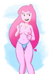 1girls 2020 adventure_time areolae bikini_bottom breasts cartoon_network clenched_fist confident erostash female_focus front_view glistening_body looking_at_another necklace nipples nude_beach pinup princess_bubblegum signature solo solo_female solo_focus standing summer swimsuit topless topless_female