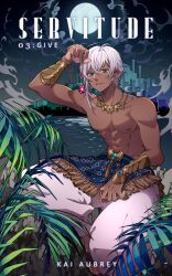 abs bishonen bl cocky demon_boy exotic fantasy gift god green_eyes hypnosis incubus jewelry kaiaubrey male male_focus male_only middle_eastern middle_eastern_clothing middle_eastern_male muscles muscular muscular_male necklace novel_illustration pendant servitude soren story story_at_source tan_body tan_skin twunk warrior white_hair yaoi