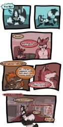 1:2 2016 9:18 all_fours anthro biped canid cobalt_(tatsuchan18) collar comic daisy_(tatsuchan18) detailed_background dialogue english_text female fenrir_(tatsuchan18) fur group hair havoc_(tatsuchan18) hi_res hyaenid lagomorph leporid male mammal mink_(tatsuchan18) open_mouth rabbit sitting speech_bubble tatsuchan18 text