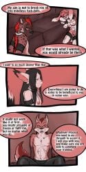 1:2 2016 9:18 anthro biped breasts canid collar comic daisy_(tatsuchan18) detailed_background dialogue english_text female fenrir_(tatsuchan18) fur group hair havoc_(tatsuchan18) hi_res male mammal mink_(tatsuchan18) open_mouth sitting speech_bubble tatsuchan18 text