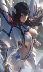 1girls armor big_ass big_breasts cleavage female female_only junketsu kill_la_kill kiryuuin_satsuki light-skinned_female light_skin looking_at_viewer navel raikoart realistic revealing_clothes sword weapon