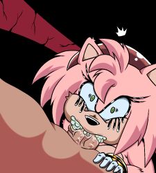 amy_rose bodily_fluids cum cum_in_mouth cum_inside deep_throat eulipotyphlan female genital_fluids hedgehog male mammal oral roughlove69 running_mascara sega shocked_expression sonic_(series) sonic_the_hedgehog_(series)