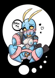 abysmal0 anthro ball_gag bondage breasts clauncher crab_claw crab_girl crustacean furry mostly_nude_anthro mostly_nude_female numbers pokemon striped_panties text text_bubble tied_up