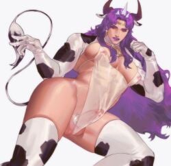 1boy ambush_(trap) bara bara_tiddies bara_tits battle_tendency bedroom_eyes big_ass big_thighs bitch_bara cock_ring cow_bell cow_bell_collar cow_ears cow_horns cow_print cow_print_thighhighs cow_tail crossdressing crossdressing_male cum_on_fingers cum_on_hand gloves horns jojo's_bizarre_adventure kars lipstick lkikai long_hair makeup male_focus male_nipples male_only manly_crossdresser muscles muscular muscular_ass muscular_male muscular_thighs nipple_bulge nipples nipples_visible_through_clothing partially_clothed partially_nude purple_hair see-through see-through_clothing socks solo solo_focus solo_male teddy_(clothing) thick_thighs thigh_highs thigh_socks thighhighs wavy_hair white_socks wide_hips