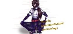 alternate_universe ass brown_hair butt_focus dark_brown_hair evil naruto naruto_(series) otsutsuki_indra red_eyes roblox roblox_game serious_look sitting skirt spiky_hair suit twintails