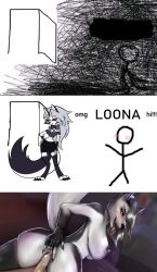 anal anal_fingering anthro canid canid_demon canine demon duo female fingering first_person_view hellhound helluva_boss hi_res humor loona_(helluva_boss) male male/female mammal meme omg_hi! sdjenej_(artist) were werecanid werecanine werewolf