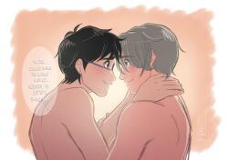 2boys black_hair english_text gay glasses in_love katsuki_yuuri kissing ureshi_san viktor_nikiforov wholesome wholesome_sex yaoi yuri!!!_on_ice