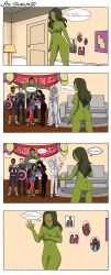 ass birthday_party blush breasts bucky_barnes captain_america captain_america_(falcon) captain_america_(series) comic covering_breasts daredevil_(series) dialogue embarrassed embarrassed_nude_female enf english_text green-skinned_female green-skinned_male green_skin hawkeye_(series) hulk hulk_(series) kamala_khan kate_bishop light-skinned_male light_skin lukam1992 marc_spector marvel marvel_cinematic_universe moon_knight mr._knight ms._marvel ms._marvel_(kamala_khan) multiple_boys multiple_girls nipples nude nude_female public_nudity pussy sam_wilson she-hulk she-hulk:_attorney_at_law speech_bubble surprised text the_end the_falcon the_falcon_and_the_winter_soldier thought_bubble