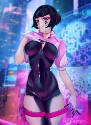 1girls athletic athletic_female big_breasts cd_projekt_red cyberpunk:_edgerunners cyberpunk_2077 female female_only light-skinned_female light_skin morineko navel netflix russian russian_girl sasha_yakovleva studio_trigger thick_thighs