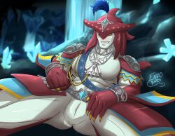 anthro bara barazoku breath_of_the_wild enzobara gay genital_slit male male_only marine marine_humanoid muscles muscular nintendo red_body sidon_(zelda) solo solo_male the_legend_of_zelda zora