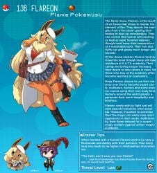 creature_index eeveelution english_text female_focus flareon hi_res kinkymation nintendo page_136 page_number pokémon_(species) pokedex pokemon pokemon-girl_encyclopedia pokemon_(species) pokemorph pokemusu profile tagme text_box