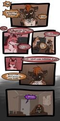 1:2 2016 9:18 anthro biped canid collar comic detailed_background dialogue duo english_text fenrir_(tatsuchan18) fur hair havoc_(tatsuchan18) hi_res hyaenid male mammal open_mouth sitting speech_bubble standing tatsuchan18 text