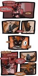 1:2 2016 9:18 anthro biped buttplug canid collar comic detailed_background dialogue duo english_text fenrir_(tatsuchan18) fur genitals hair havoc_(tatsuchan18) hi_res hyaenid male mammal open_mouth penis plug_(sex_toy) sex_toy sitting speech_bubble tatsuchan18 text